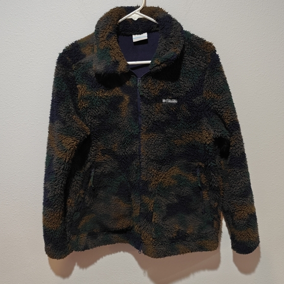 Columbia Camo Sherpa Jacket Medium Fleece Plush Heavy Camouflage - Picture 2 of 5